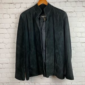 Vintage 90s Artpel Genuine Suede Leather Open Front Black Blazer Jacket Large